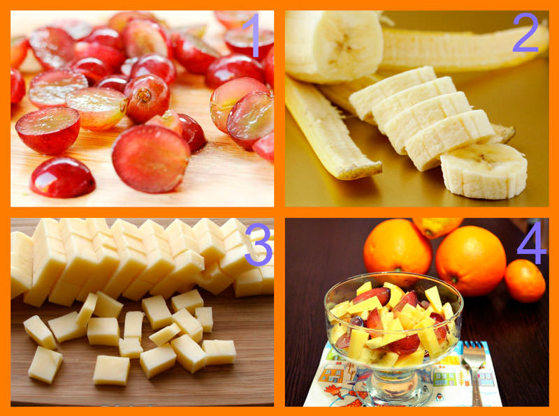 Пошаговый рецепт приготовления фруктового салата с сыром