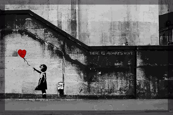 Девочка отпускает красный шар, стрит-арт мирового значения Девушка с шаром, Бенкси, легендарный стрит-арт
