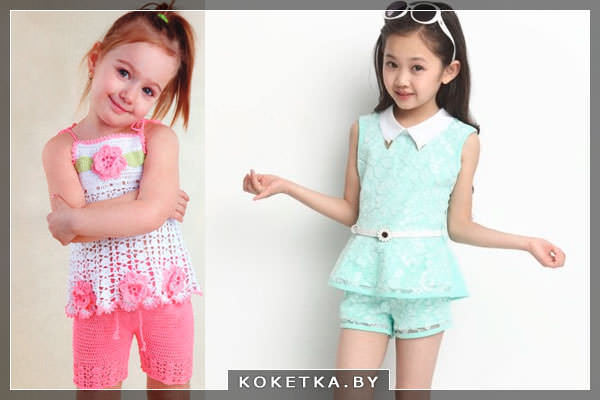 девочки в шортах и кофточках
