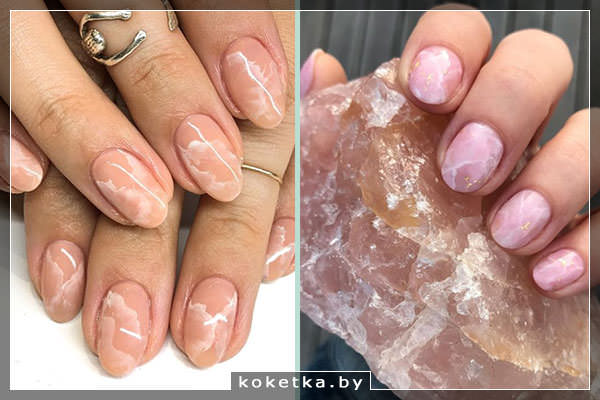 Варианты маникюра "розовый кварц"