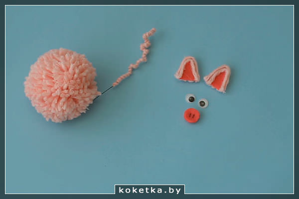 Все части заготовки для поросёночка-игрушки