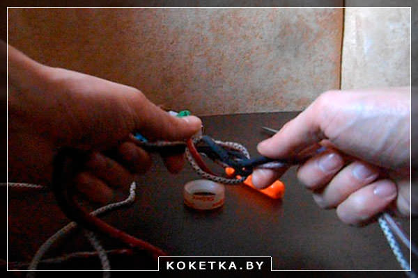 Закрепление боласса к нити