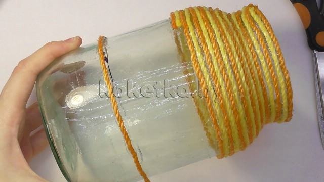 Изготовления вазы из стеклянной банки