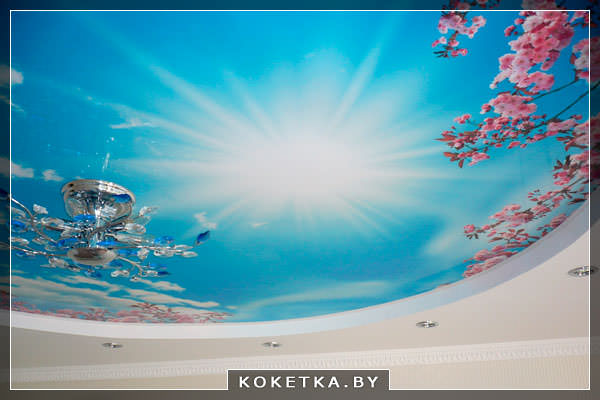 Фотопечать на тканевом навесном потолке