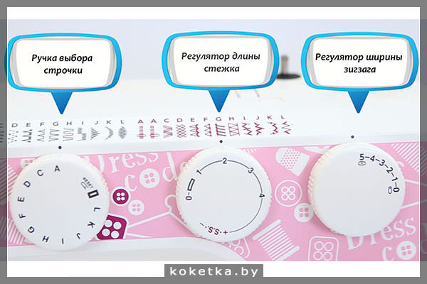 Выбор режима шитья на  Janome Dress Code