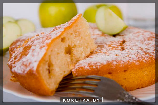 Рецепт яблочного манника на кефире с мукой