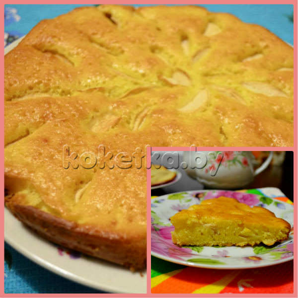 Яблочный пирог со сметаной и коньяком