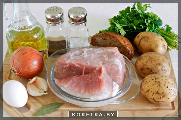 Продукты на 4 порции чешского супа