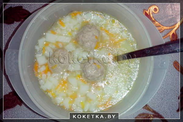 фото рецепт приготовления супа с фрикадельками для детей