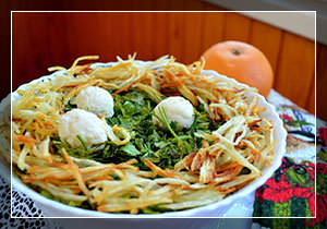 Классический рецепт салата Гнездо глухаря с курицей: фото-рецепт
