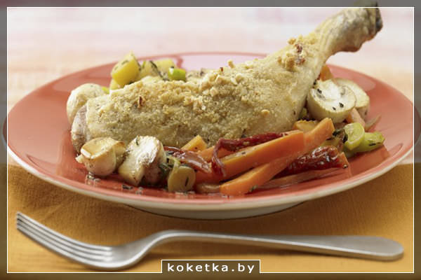 Тушёные в духовке куриные ножки с овощами